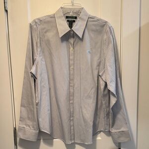 Lauren Ralph Lauren Men's Striped Dress Shirt in White and Blue size XL. NWT